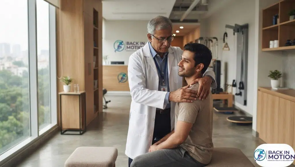 Dr. Md. Abdullah Yousuf and Dr. Tazia Sardar providing advanced physical rehabilitation at Back in Motion clinic in Dhaka.