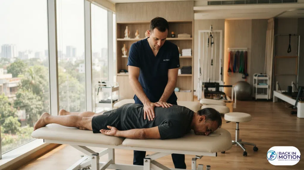 Expert Osteopathic Manipulative Treatment (OMT) and manual therapy session at Back in Motion Dhaka.
