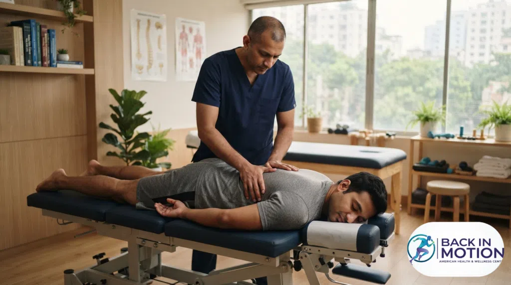 Expert osteopathic manipulative treatment (OMT) session at Back in Motion clinic in Gulshan, Dhaka.