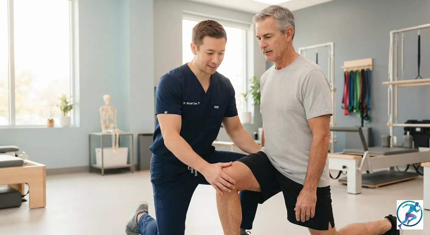 Professional physical therapist assisting a patient with active manual therapy at Back in Motion clinic in Gulshan, Dhaka.