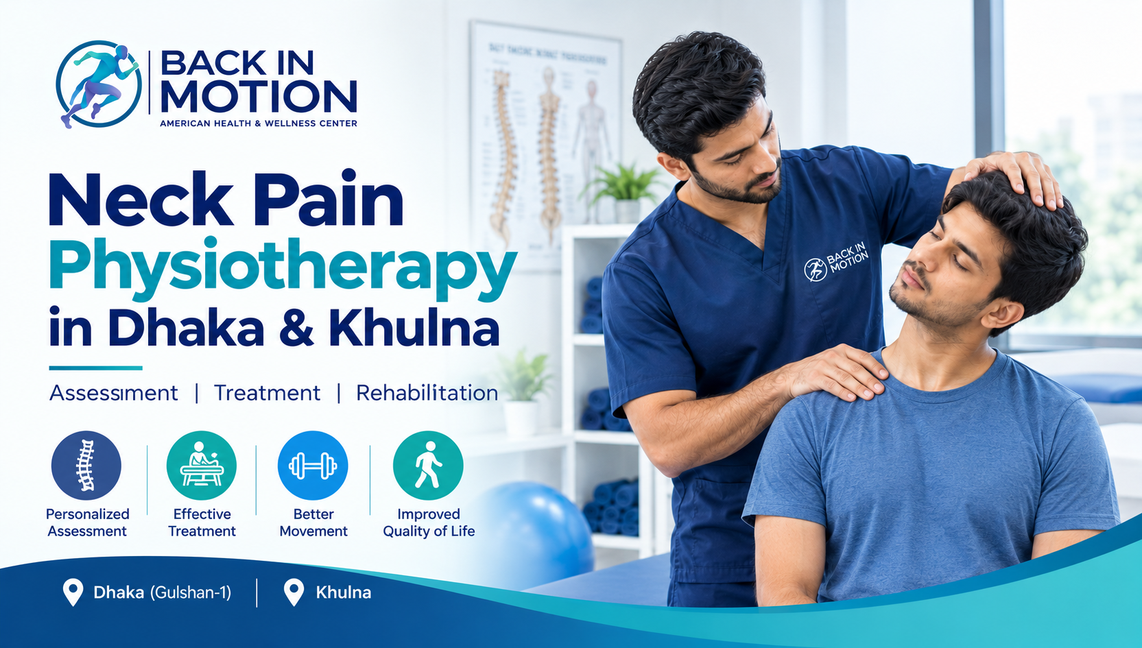 Neck pain physiotherapy in Dhaka and Khulna at Back in Motion